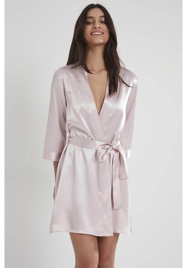 Pierre Cardin Saten Kısa Tek Sabahlık 1010 Pudra Pudra