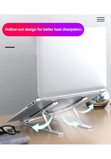 Geeroyoo Alüminyum Dizüstü Bilgisayar Tutucu, 6 Seviye Yükseklik Ayarı, Isıtma Önleyici, Ergonomik, Taşınabilir Ve Katlanabilir Masaüstü Tutucu