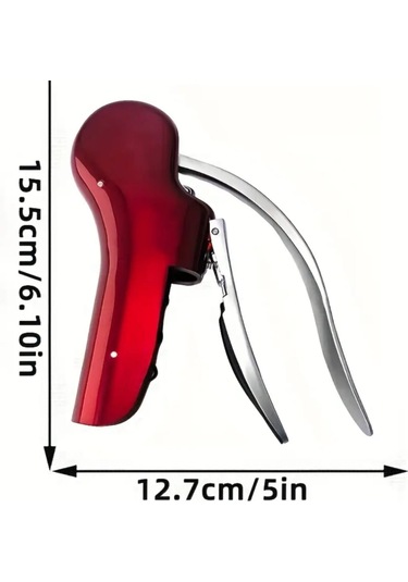 Atay Garagetirbuşon Profesyonel Dökme Demir Şarap Ve Şampanya Mantar Açacağı Güvenli Tutuşlu Gri - Kırmızı