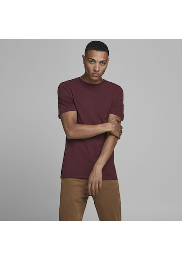 Jack & Jones Bisiklet Yaka Basic Tisört-Organic 12156101 Port Royale Bordo Jack & Jones Bisiklet Yaka Basic Tisört-Organic 12156101 Port Royale Bordo