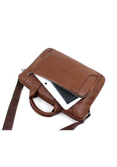 Taba Renk Evrak Ve Laptop Çantası 15,6 İnç Unisex Taba