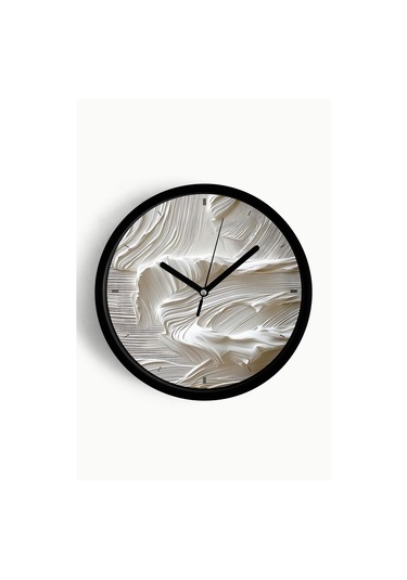 Soyut - Bohem Modern Duvar Saati - 30cm - Önü Camlı Siyah Kasa - Sessiz Mekanizma-jh0802 Siyah