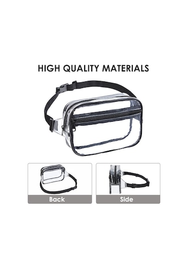 Fosenze Stadyum Onaylı Şeffaf Bel Çantası - Spor, Konser Ve Günlük Kullanım İçin Pratik Ve Su Geçirmez Siyah