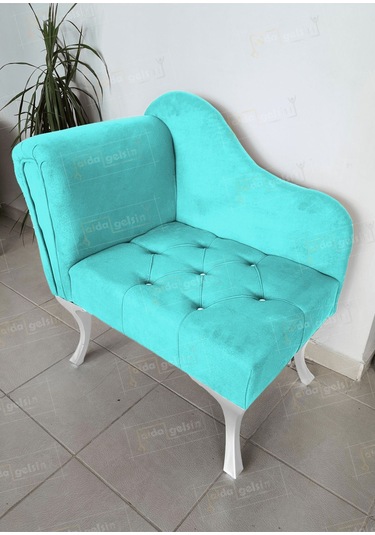 Yeni Model Ters Kol Tekli Köşe Koltuğu Josefin Bench Beyaz Ayak Pembe