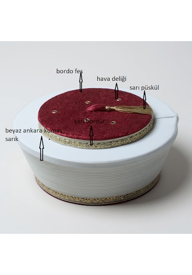 Fabrikam06 Bordo İmam Sarığı Düz Model İmam Sarığı Cami Sarığı S169 56 Cm Bordo Beyaz