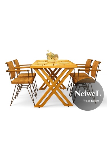 Neiwel Garden Sean Doğal Ahşap Bahçe Masa Ahşap