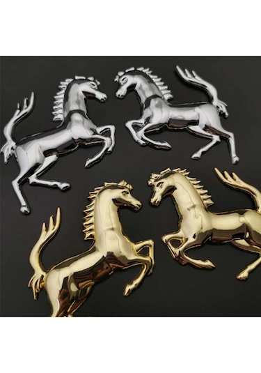 Altın Sağ-3d Metal Çalışan At Amblemi Süslü Çıkartmalar Ferrari 458 488 599 Araba Çamurluk Pencere Tampon Vücut Ro