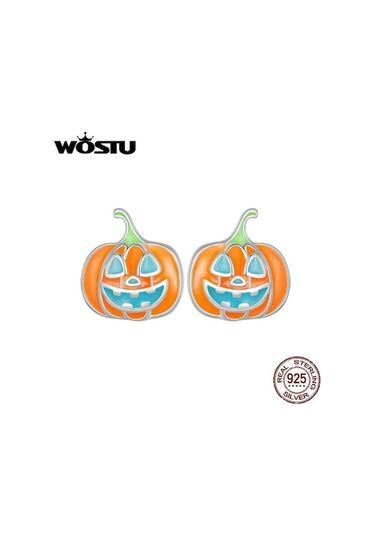 Novahub Wostu 925 Ayar Gümüş Aydınlık Saplama Küpe Cadılar Bayramı İskelet Karanlıkta Parlayan Kabak Küpe Kadın Kızlar İçin Tasarım Takı B Çok Renkli
