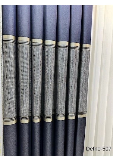 Nivemeshome Defne Lacivert Ft614166 V-507 1/3 Sık Pileli Fon Perde Apm Lacivert