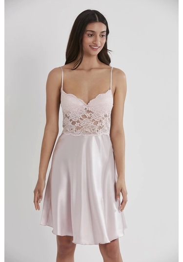 Pierre Cardin Saten Dantelli Gecelik 627 - Pudra