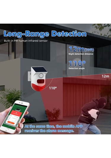 Singree Tuya Wifi Güneş Enerjili Hareket Sensörlü 120db Alarmlı Su Geçirmez Güvenlik Sistemi