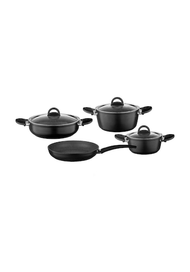 Leggno 7 Parça Granit Set 18 Cm & 22 Cm Derin Tencere Renkli
