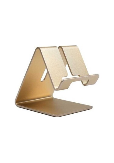 Sandwich Altın Alüminyum Dikey/kenar Tutucu - Şarj Deliği, Kaymaz Silikon, Telefon/tablet Destekli