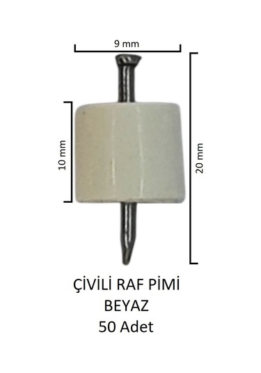Çivili Raf Pimi Beyaz 50 Adet Beyaz