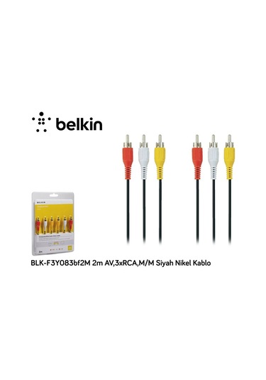 Belkin Blk-F3Y083Bf2M 2M Av 3Xrca M/M Siyah Nikel Kablo