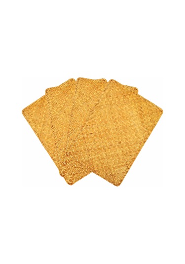 Xiaaokeji 4'lü Paket, Doğal Denizotu Amerikan Servisi El Dokuma Hasır Çay Fincanı Altlığı Kahverengi