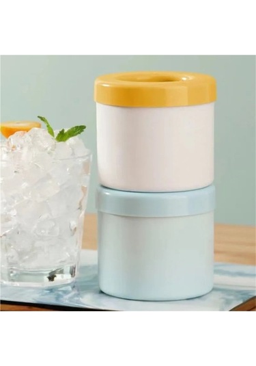 Wondernest Yuvarlak Yaz Yapımı Silikon Sarı Mavi Küpü Kovası Kalıp Jialan Ev Buz Buz + Sc Mavi - Sarı