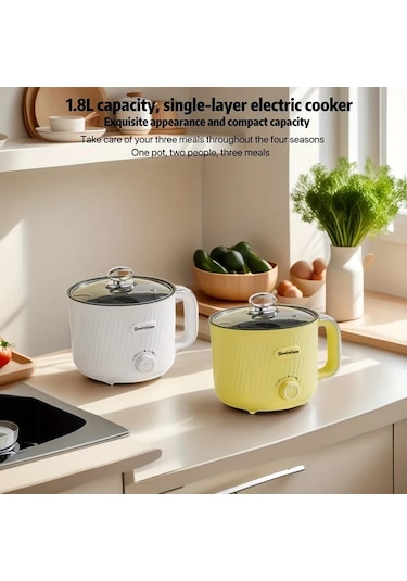Honeybeeshop Beyaz 1 8l Tek Katmanli Elektrikli Pisirme Makinesi Zarif Gorus Kompakt Kapasite Uc Yemek Icin Bir Tencere Iki Kisi