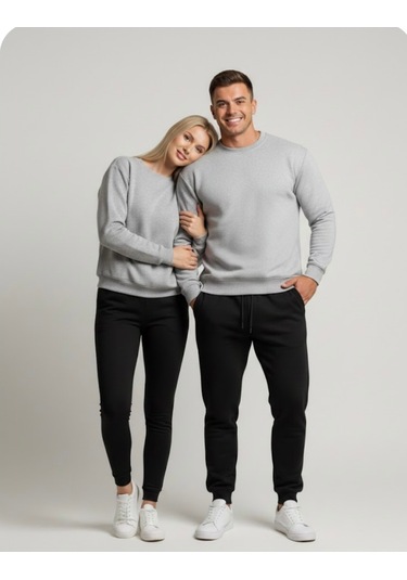 Tuba Toptaş Unisex Bay/ Sweatshirt Yuvarlak Yaka Gri Tuba Toptaş Unisex Bay/ Sweatshirt Yuvarlak Yaka Gri