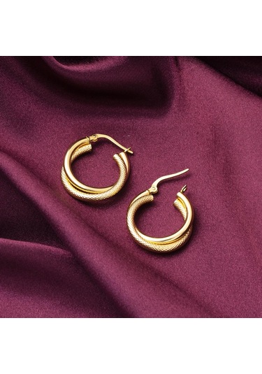 Bilezikci Balık Sırtı İtalyan 14 Ayar Altın Halka Küpe DLM4266