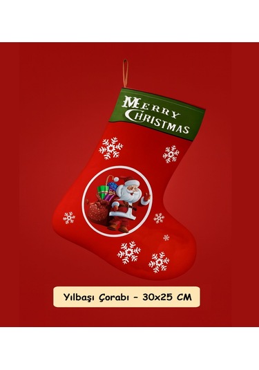 Yılbaşı Çorabı Duvar Süsü Noel Temalı Dekoratif Duvar Aksesuarı Yeni Yıl Ev Süslemesi