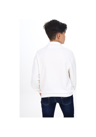 Toontoy Erkek Çocuk Polo Yaka Tnty Baskılı Sweatshirt Ekru