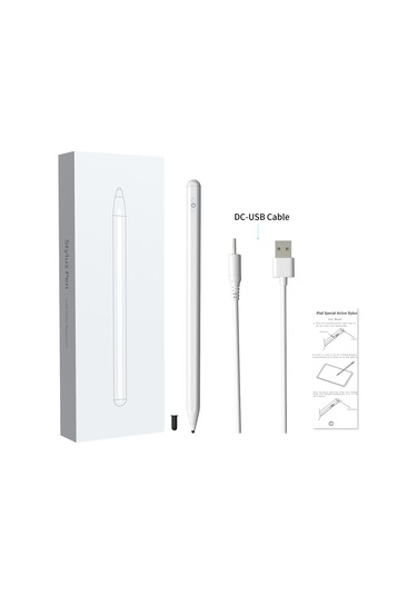 Padalink Beyaz T8 3 Nesil Kondansatör Kalem - Silikon Uçlu, Apple Ve Android Telefon/tablete Uyumlu, Dahili Litiyum Pil