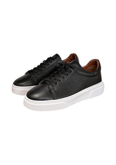 Taşpınar %100 Hakiki Deri Ortopedik Yazlık Hafif Erkek Rahat Günlük Sneaker 38-47 Siyah