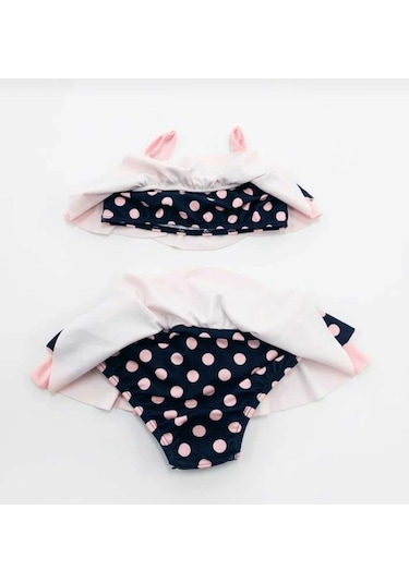 Nurbebe Puantiye Desenli Kız Çocuk Bikini Takımı Pembe