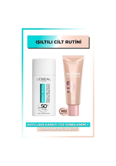 L'Oréal Paris Koyu Leke Karşıtı Yüz Güneş Kremi SPF50+ 50 ML + All-in-One Doğal Işıltı 40 ML