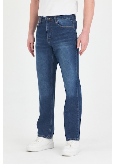 Polo State Erkek Baggy Fit Kot Pantolon Mavi Mavi