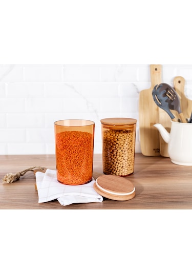 Madame Coco Yuviera 2300ml Ahşap Kapaklı Saklama Kabı 2'li 1ksakl0426 Diğer