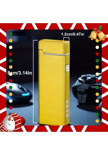 Chuangyinshop Usb-c Şarjlı Led Ekranlı Gökkuşağı Alevli Rüzgar Geçirmez Çakmak Kamp Seyahat Altın