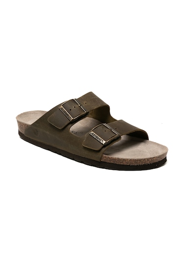 Terlik Erkek Hawaıı G105996 Genuins Oiled Leather Kaki Oiled Leather Kaki