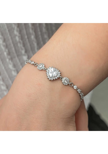 Blackcraft 925 Ayar Gümüş Kalpli Su Yolu Kadın Bileklik Bc-052bc2 Renkli