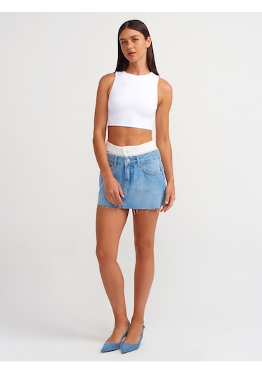 Dilvin Denim Mini Etek Mavi