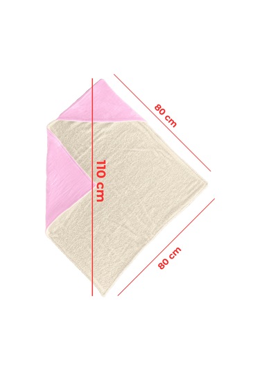 %100 Pamuk Kapşonlu Bebek Çocuk Banyo Havlusu Çift Yönlü P-bej