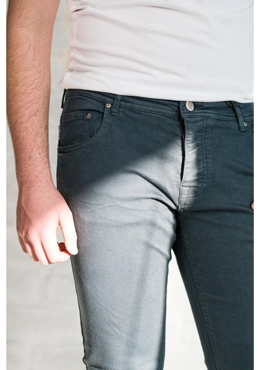 Fbı Skinny Slimfit Dar Paça Bilekten Pamuklu Kot Pantolon Petrol Mavisi