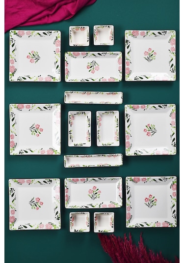 Piatti Naturali 16 Parça 6 Kişilik Bahar Kahvaltı Takımı Handmade Sunum Set Çok Renkli