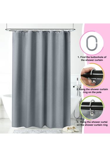 Duş Perdesi 180x180 Tekstil Banyo Perdesi Küf Tutmaz, Su İtici, Yıkanabilir Diğer