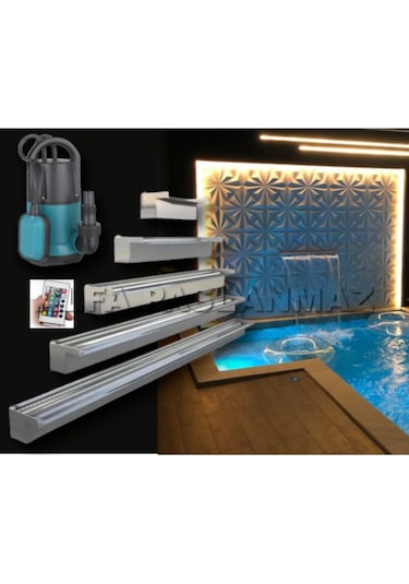50 CM 304 Kalite Rgb Ledli Paslanmaz Duvar Şelalesi+Pompa Dahil