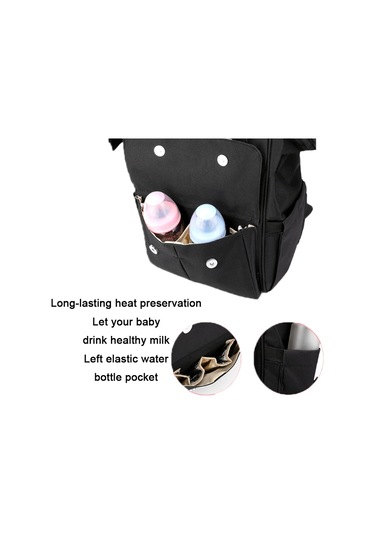 Sones Annelik Şişesi Bebek Bezi Depolama Büyük Kapasiteli Sırt Çantası Mumya Çantası Ayı Siyah
