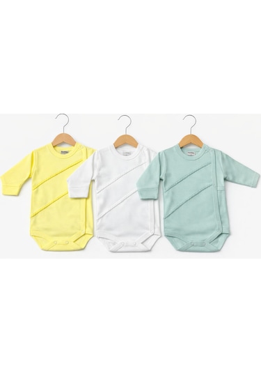 Kardeşler Baby 3'lü Kendinden Eldivenli Çıtçıtlı Body Sarı Mint