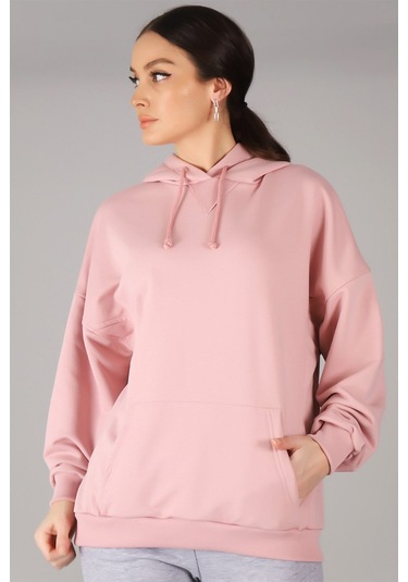 Sweetness Kadın Pudra Kapüşonlu Sweatshirt Pembe