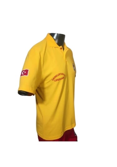 Cankurtaran Polo Yaka Tişört -tssf/ M Beden Kırmızı - Sarı