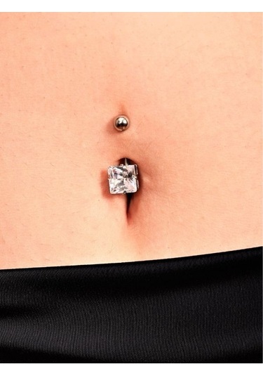 316l Cerrahi Çelik Kare Zirkon Taş 8 Mm Zirkon Taş Göbek Piercing-gbkpr62