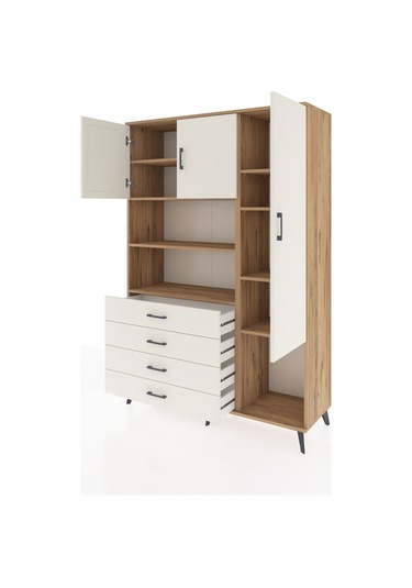 Hyperion Dolap 8 Raflı 4 Çekmeceli 3 Kapaklı 132x44x195 Çam-a... Çam
