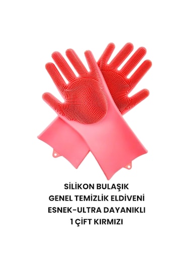 Silikon Bulaşık Genel Temizlik Eldiveni Esnek-ultra Dayanıklı 1 Çift Isıya Dayanıklı Eldiven Diğer