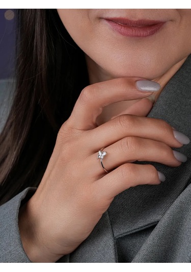 Lucente Kelebek Yüzük, Zirkon Taşlı, 925 Ayar Gümüş 246659789 Gri