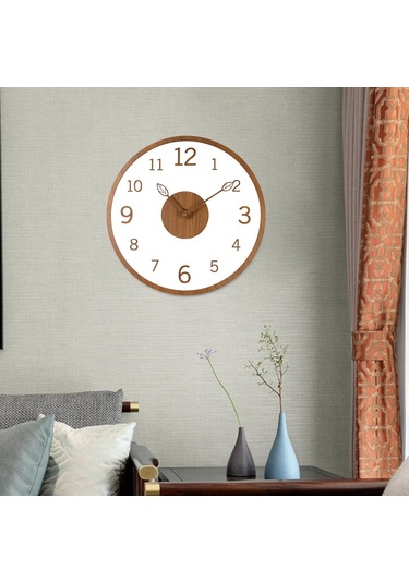 Suntek Ofis Ev Sınıf Tik Rengi Için Modern Duvar Saati Sessiz Diğer